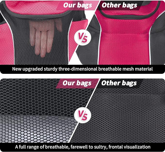 WOYYHO Pet Dog Carrier Backpack Small Dog Front Backpack Ventilated Mesh Dog Travel Back Pack with Safety Belt for Travel Hiking Cycling Outdoor Use (L (10-14 lbs), Black)