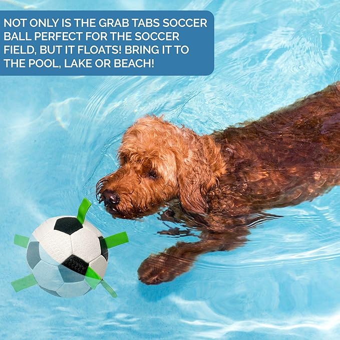 Hyper Pet The Original Grab Tabs Dog Soccer Ball with Straps (5")-Indoor or Outdoor,Interactive Durable Fetch Dog Ball with Tug Toy for All Dog Breeds