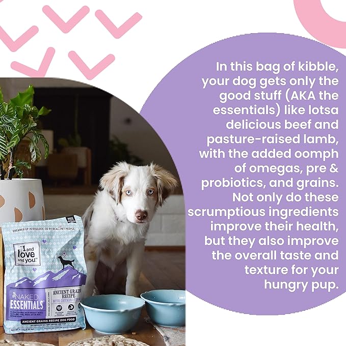 I and love and you Naked Essentials Ancient Grains Dry Dog Food - Lamb + Beef - High Protein, Real Meat, No Fillers, 23lb Bag