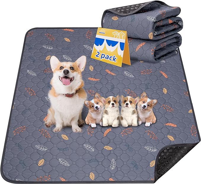 2-Pack Extra Large Reusable Dog Mat for Floor, Dog Playpen, Non-Slip Waterproof Dog Pee Pad, Super Absorbent Washable Pee Pads for Dogs, Pet Whelping Pads, Crate, Potty Training - 36" x 72"
