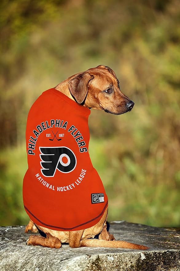 Pets First NHL Philadelphia Flyers Tee Shirt for Dogs & Cats, Medium. - are You A Hockey Fan? Let Your Pet Be an NHL Fan Too!