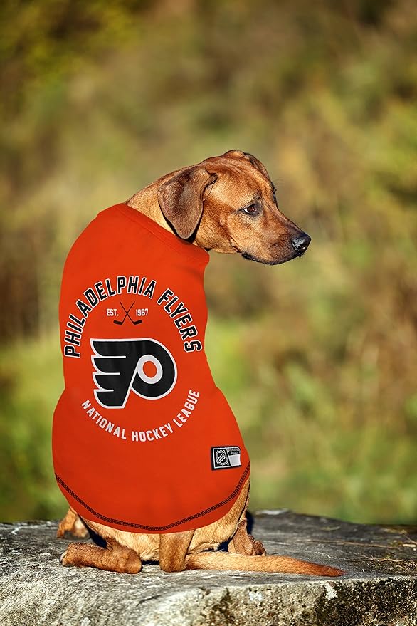 Pets First NHL Philadelphia Flyers Tee Shirt for Dogs & Cats, Large. - are You A Hockey Fan? Let Your Pet Be an NHL Fan Too!
