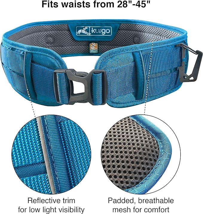 Kurgo RSG Utility Belt, Adjustable Dog Running Belt, Hands Free Running Belt for Running, Walking, Hiking