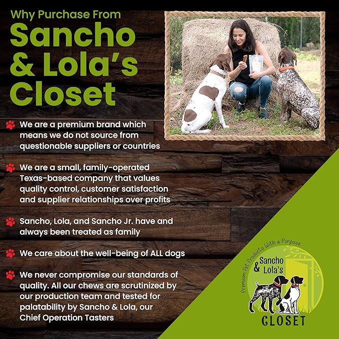 Sancho & Lola's Bully Sticks for Dogs Standard (10 Count) - High-Protein Beef Pizzle Dog Chews - No Antibiotics, No Growth Hormones, Hand-Selected and Inspected in the USA