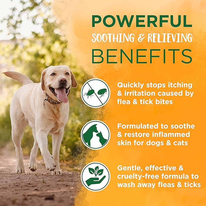 TropiClean Natural Flea and Tick Bite Relief for Dogs | Advanced Care Itch | Relief Flea Spray for Dogs | Made in the USA | 8 oz