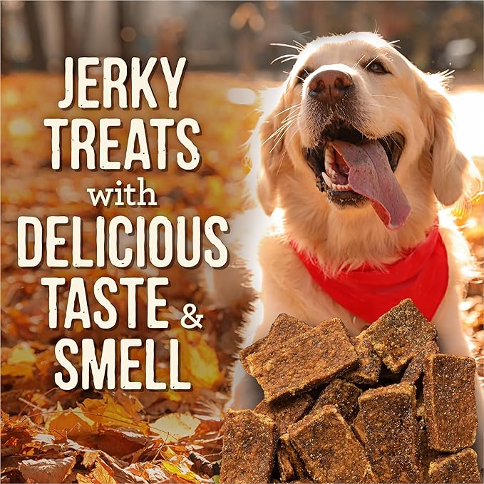 Merrick Dog Jerky, Slow Cooked BBQ Beef Dog Treats, Texas Style Glazed Jerky Strips, Beef Jerky Dog Treats - 10 oz. Pouch