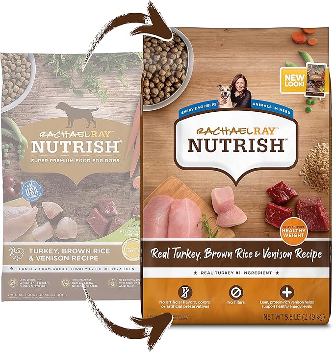 Rachael Ray Nutrish Dry Dog Food, Turkey, Brown Rice & Venison Recipe for Weight Management, 5.5 Pound Bag