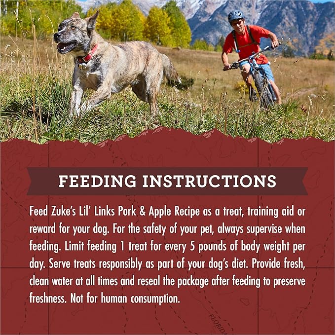 Zuke's Lil' Links Grain Free Dog Treats Pork & Apple Recipe - 6 oz. (41055)