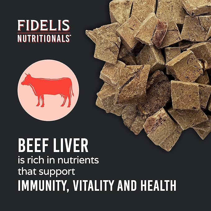 FIDELIS Freeze Dried Dog Treats for Large & Small Dogs - Made with USA Raw Beef Liver, Single Ingredient, Grain-Free, Gluten-Free (4 oz)