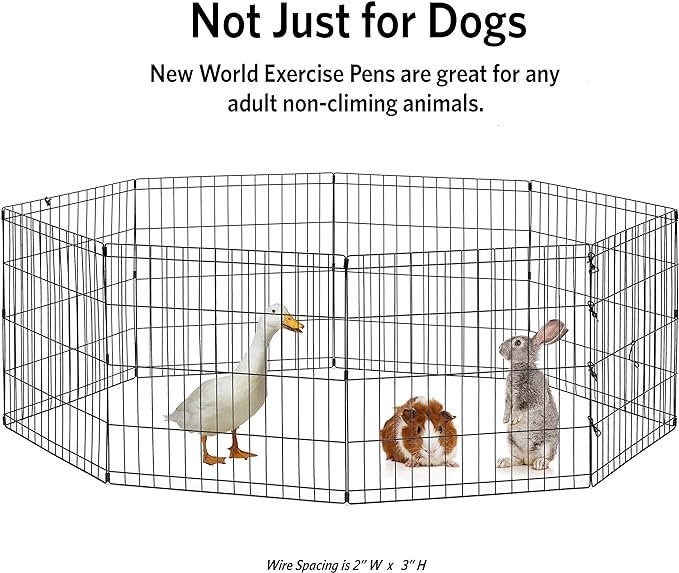 New World Pet Products 18' Foldable Black Metal Dog Exercise Pen No Door