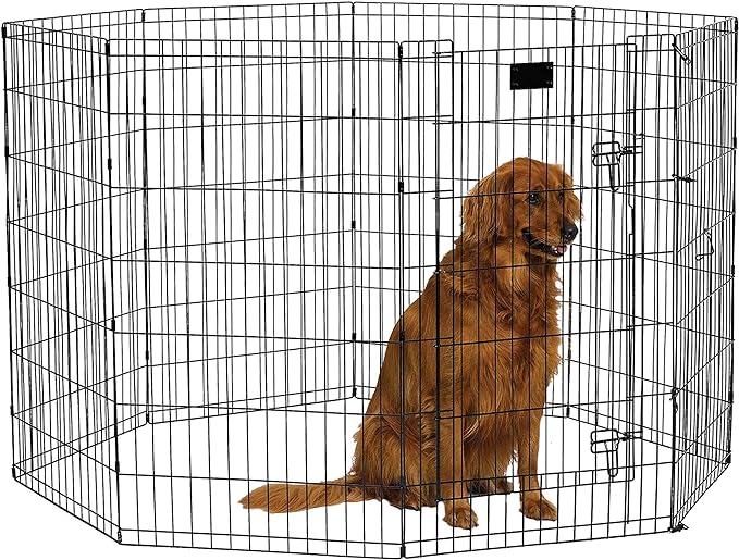 MidWest Homes for Pets Foldable MetalDog Exercise Pen / Pet Playpen, Black w/ door, 24'W x 42'H