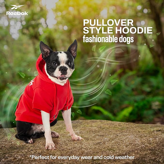 Reebok Dog Hoodie – Fleece Dog Sweater with Leash Hole, Cold Winter Dog Sweatshirt for Small Medium and Large Dogs, Premium Dog Fall Sweater Pullover Hoodie, Cozy Warm Perfect Dog Christmas Outfit