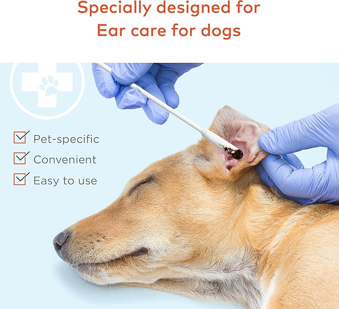 Cotton Swabs for Dogs and Cats - Cat & Dog Ear Cleaner Long Cotton Swab - Extra Long Stick, Cat & Dog Ear Cleaning Kit for Puppies and Pets, Multipurpose Pet Cotton Swabs for Ears (200 buds)