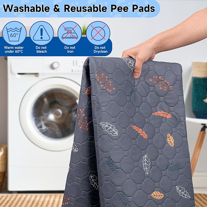 Washable Pee Pads for Dogs Extra Large 48" x 60" 2-Pack, Reusable Puppy Pads Pet Training Pads for Dog Playpen Indoor, Waterproof Dog Pee Pads for Puppy Playpen, Whelping Pad - Deep Grey