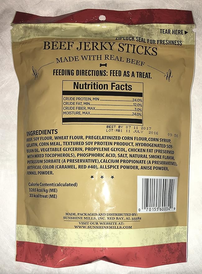 Sunshine Mills Old Glory Dog Treats, Proudly Made in The USA, 6 oz. (Beef Jerky Sticks Made with Real Beef)