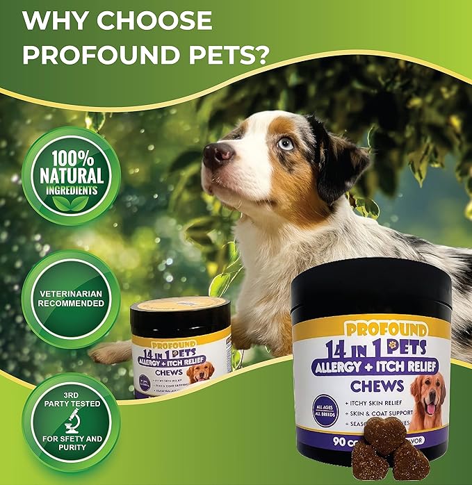 Pet Allergy and Itch Relief, Dog Allergy Chews, Intermittent Itchiness, Pet Probiotic, Seasonal Allergies - Anti Itch Support