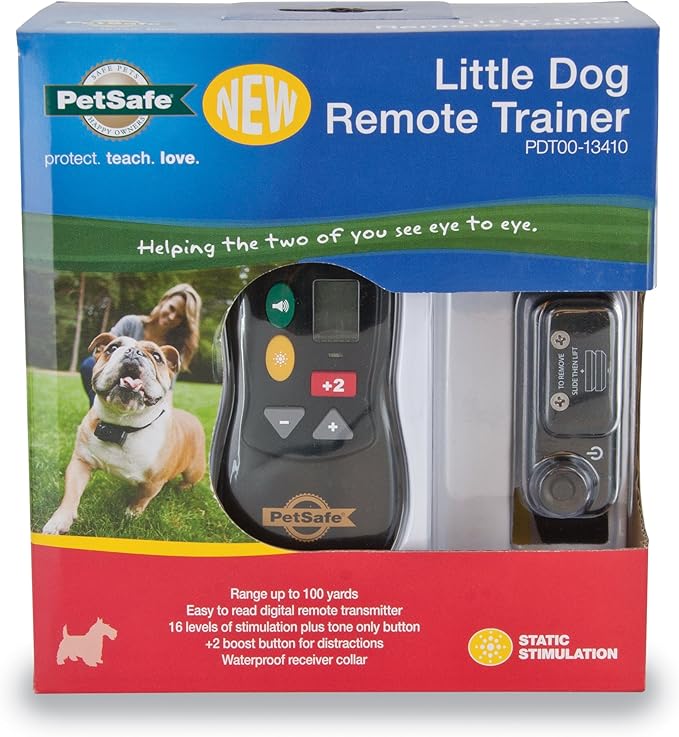 PetSafe Little Dog Remote Training Collar for Small and Medium Dogs from 8-40 lb. with Tone and Static Stimulation, Waterproof, Up to 100 Yards of Range, Electronic K-9 E-Collar