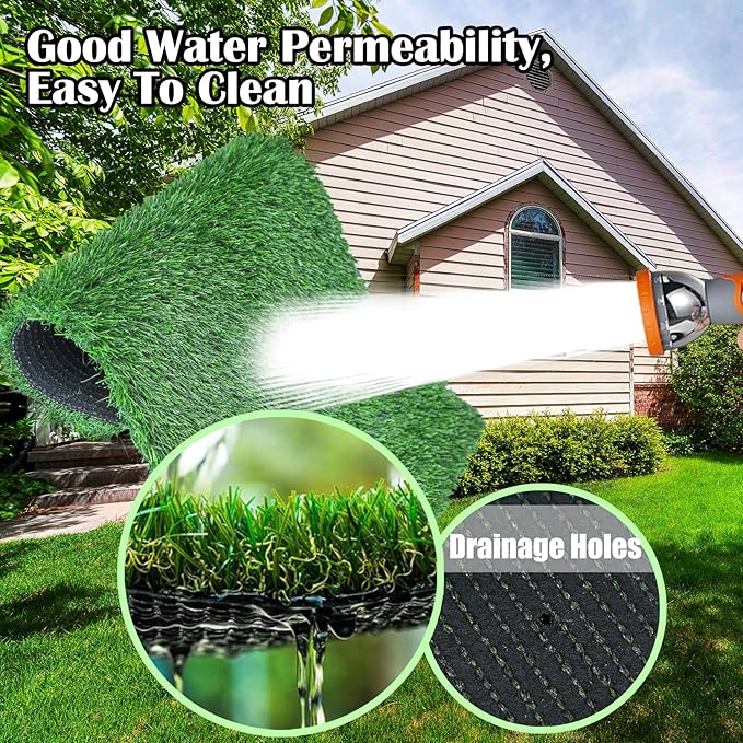Dog Pee Grass Pads, 19" x 29" Puppy Turf Potty Training Tray, Thick & High Drainage Pets Fake Grass for Indoor Outdoor Use
