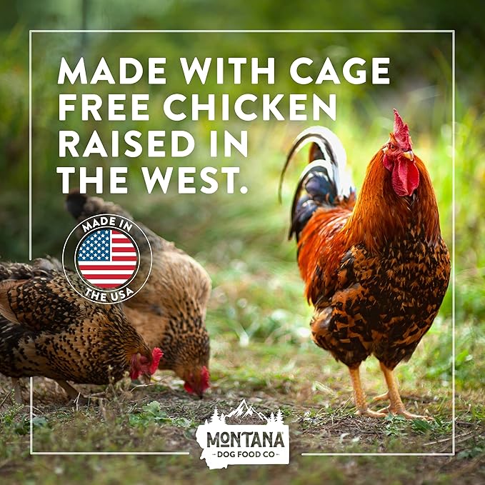 Montana Dog Food Freeze Dried Raw Dog Food Topper (Cage-Free Chicken) – Made in USA, Prebiotics & Probiotics, No Synthetic Vitamins, Dog Food Topper or Complete Meal (12 oz)
