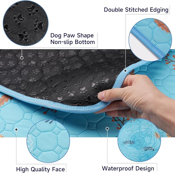 2-Pack Extra Large Reusable Dog Mat for Floor, Dog Playpen, Non-Slip Waterproof Dog Pee Pad, Super Absorbent Washable Pee Pads for Dogs, Pet Whelping Pads, Crate (36" x 41", Sky Blue)