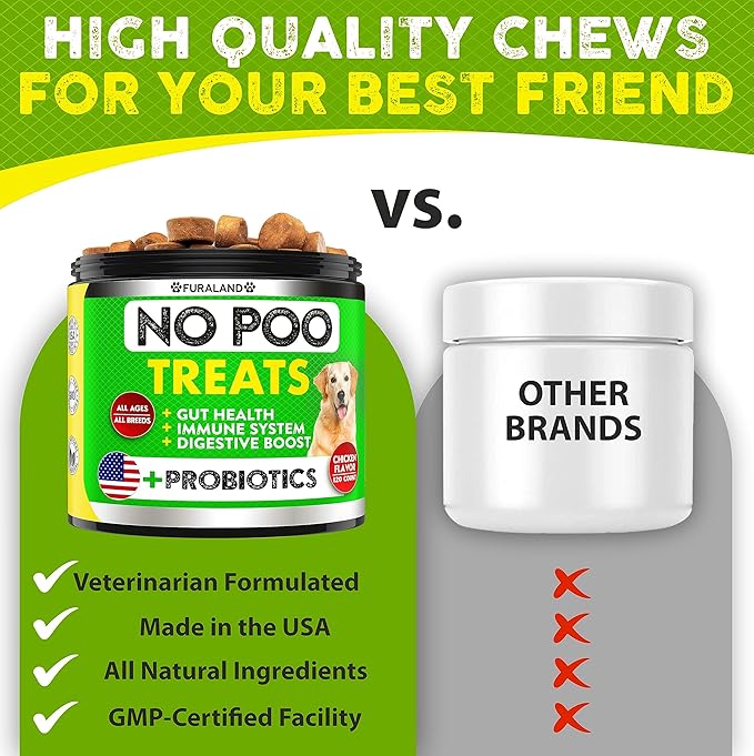FURALAND No Poo Chews - Coprophagia Stool Eating Deterrent for Dogs - Made in USA - Stop Eating Poop for Dogs - Prevent Dog from Eating Poop - Probiotics & Enzymes - Forbid for Dogs Chew