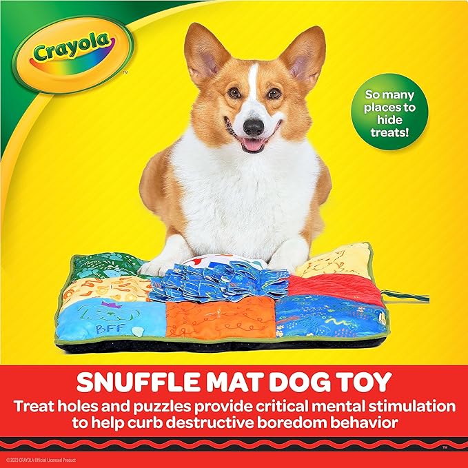 Crayola for Pets Doggie Play Mat, Snuffle Mat, Puzzle Toy, Treat-hiding Play Mat for Dogs with Crinkle Sound, Dog Enrichment Toys for Mental Stimulation
