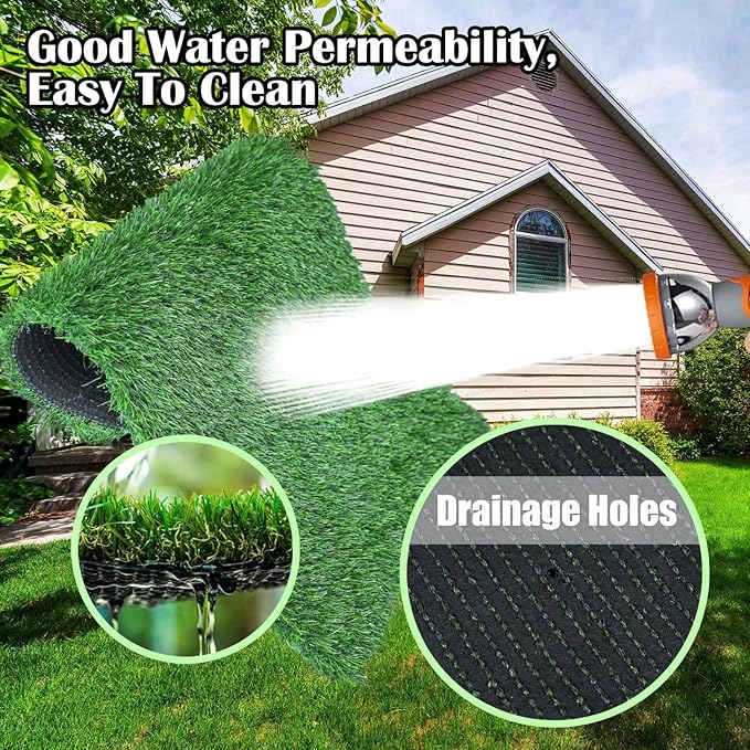Large Dogs Artificial Grass Pee Pads, High Drain Puppy Potty Turf Training Tray, Pets Fake Grass Patch, 45" x 32"