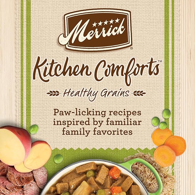 Merrick Kitchen Comforts Healthy Natural Canned Adult Dog Food with Gravy, Shepherd’s Pie with Lamb and Rice - (Pack of 12) 12.7 oz. Cans