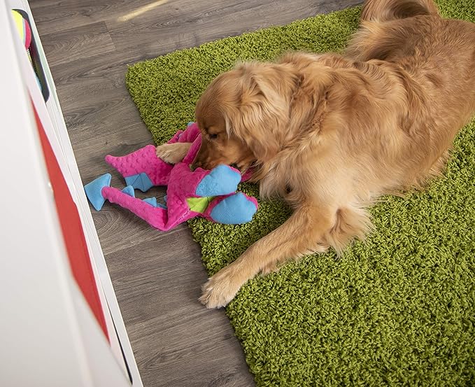 goDog Bubble Plush Dragons Squeaky Dog Toy, Chew Guard Technology - Pink, Extra Large