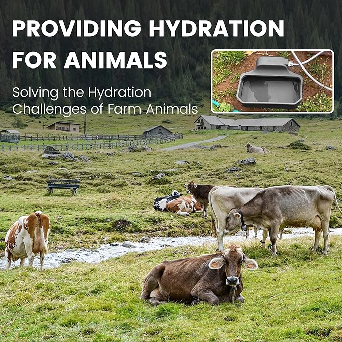 Automatic Dog Water Dispenser, 1 Gallon Dog Water Bowl for Outdoor, Extra Large Waterer for Pets, Water Feeder for Livestock, Food Grade Material, Fit 3/4" Garden Faucet, Easy to Clean, Gray