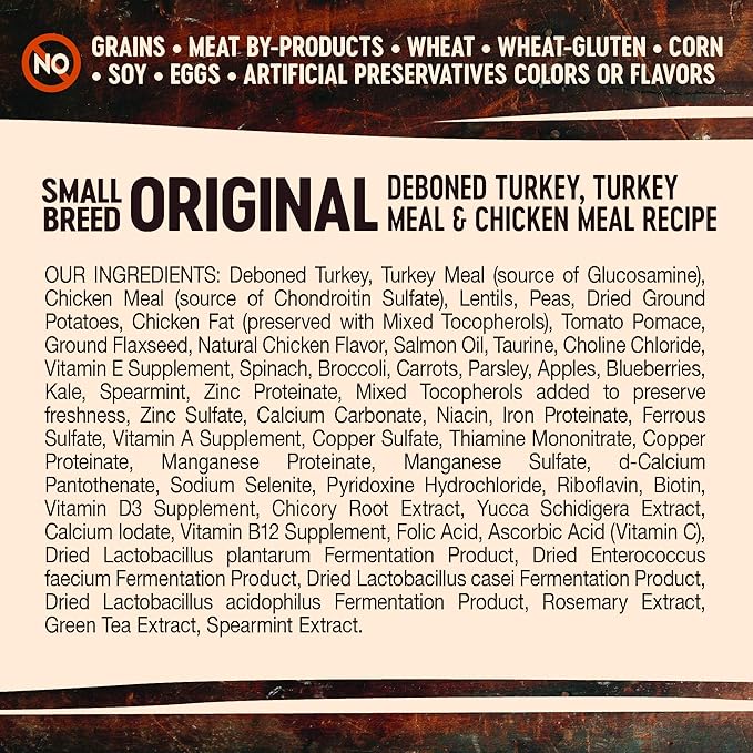Wellness Natural Pet Food CORE Grain-Free High-Protein Small Breed Dry Dog Food, Natural Ingredients, Made in USA with Real Meat (Adult, Turkey, 4-Pound Bag)