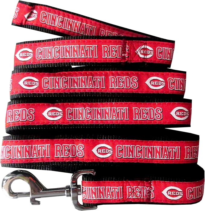 MLB PET Leash, Small, Cincinnati Reds Dog Leash, Baseball Team Leash for Dogs & Cats. A Shiny & Colorful Dog & Cat Leash with Emboridered Team Name/Logo Licensed by the MLB