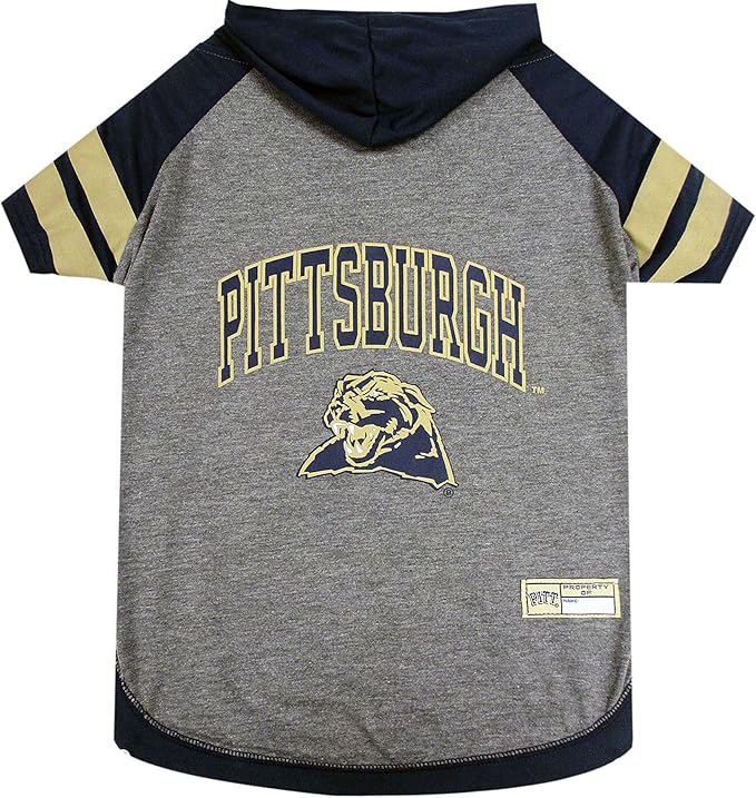 NCAA PTTSBURGH PANTHERS HOODIE for DOGS & CATS, X-SMALL COLLEGIATE Licensed DOG HOODY Tee Shirt. Sports HOODY T-Shirt for Pets. COLLEGE Sporty Dog Hoodie Shirt.