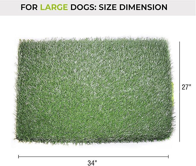 Silver Paw 3-Layer Washable Pee Pads for Dogs - Dog Grass Pad with Tray | Indoor Dog Potty for Small Dogs | Bathroom Tray for Pets | Dog Training Accessories - Large (34" x 27")