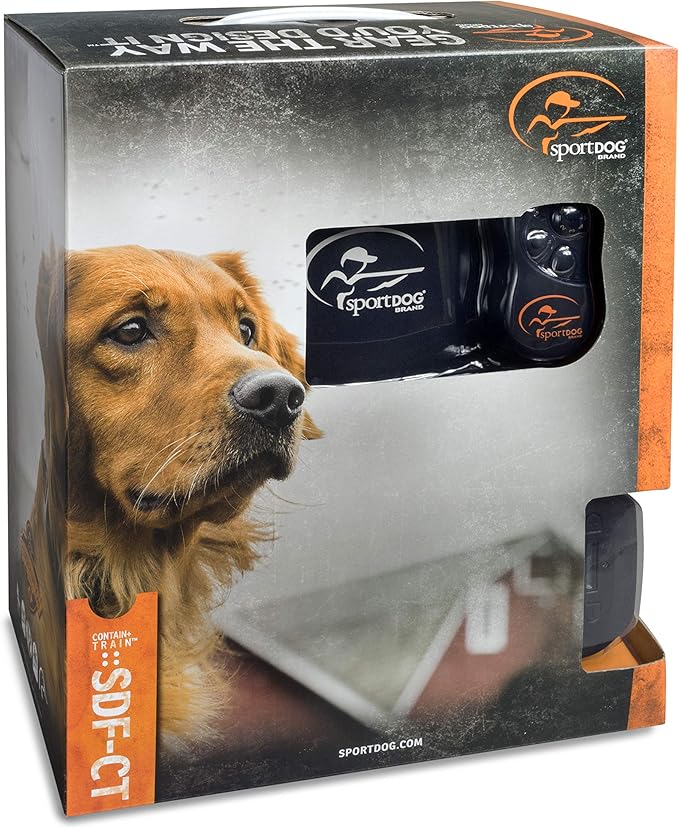 SportDOG Brand Contain + Train System-In-Ground Fence & Remote Trainer- Waterproof, Rechargeable Collar- Tone, Vibrate, & Shock- from Parent Company of INVISIBLE FENCE Brand- 100 Acre Capability