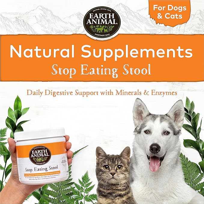 Earth Animal Stop Eating Stool Nutritional Supplement for Dogs & Cats | 8 oz