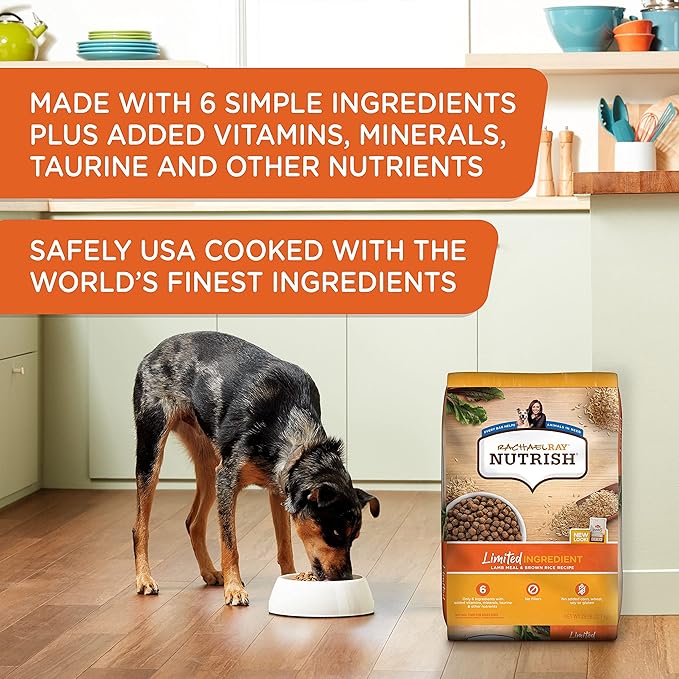 Rachael Ray Nutrish Limited Ingredient Lamb Meal & Brown Rice Recipe, Dry Dog Food, 14 Pound Bag (Packaging Design May Vary)