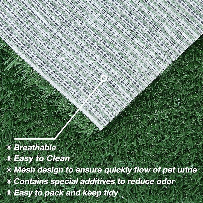 Replacement Dog Grass Pee Pad for Potty Training - 24"x24"/2 Pack, Medium Artificial Grass Patch for Potty Tray, Reusable & High Drainage