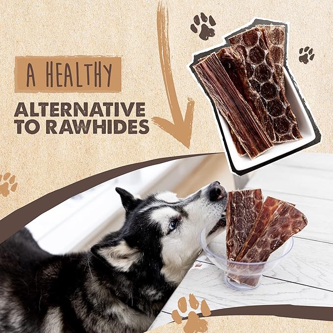 Mighty Paw Naturals Beef Gullet Jerky for Dogs | 100% Natural Dog Jerky Treats for Large Dogs, Medium Pets & Small Breeds. Healthy Beef Jerky Dog Treats. Dog Treats Jerky Strips 14oz