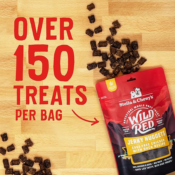 Stella & Chewy's Wild Red Jerky Nuggets Dog Treats Chicken & Duck Recipe, 6 oz. Bag