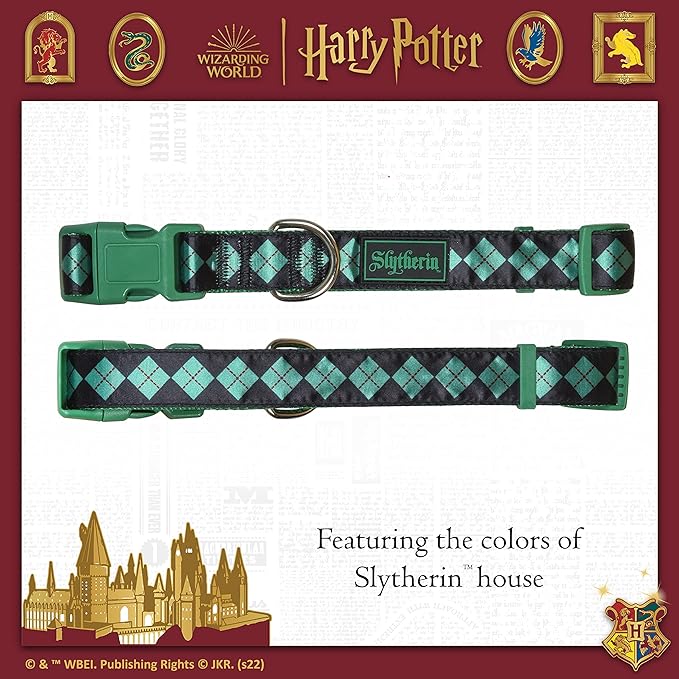Harry Potter Slytherin Dog Collar in Size Extra Large | XLarge Dog Collar, Harry Potter Dog Collar | Harry Potter Dog Apparel & Accessories for Hogwarts Houses, Slytherin