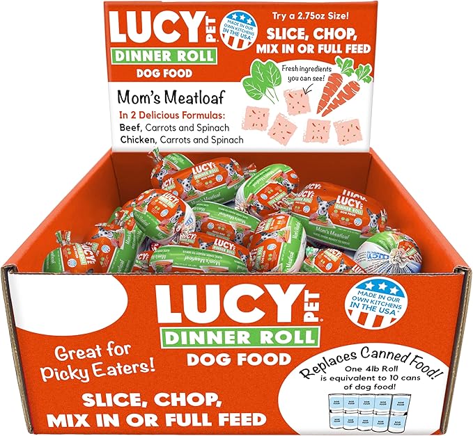 Lucy Pet Dinner Rolls-Mom's Meatloaf Beef with Carrots and Spinach 2.75oz/36 ct. Box
