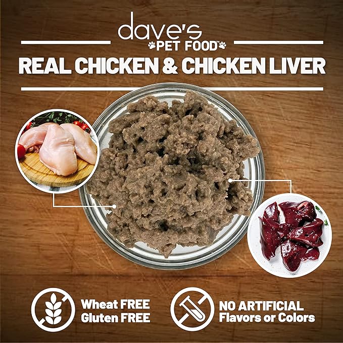 Dave's Pet Food Grain Free Wet Dog Food (95% Chicken & Chicken Liver), Made in USA Single-Source Protein, Limited Ingredients Added Vitamins & Minerals, 12.5 oz Cans (Case of 12)
