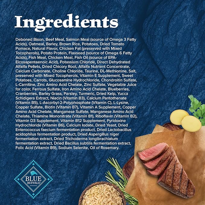 Blue Buffalo Wilderness Rocky Mountain Recipe High Protein Natural Large Breed Adult Dry Dog Food, Bison with Grain 28 lb bag