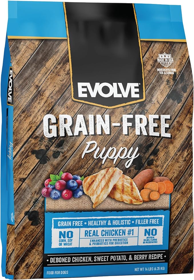 Evolve Grain Free Puppy Dog Food with Deboned Chicken, Sweet Potato & Berry, 4lb