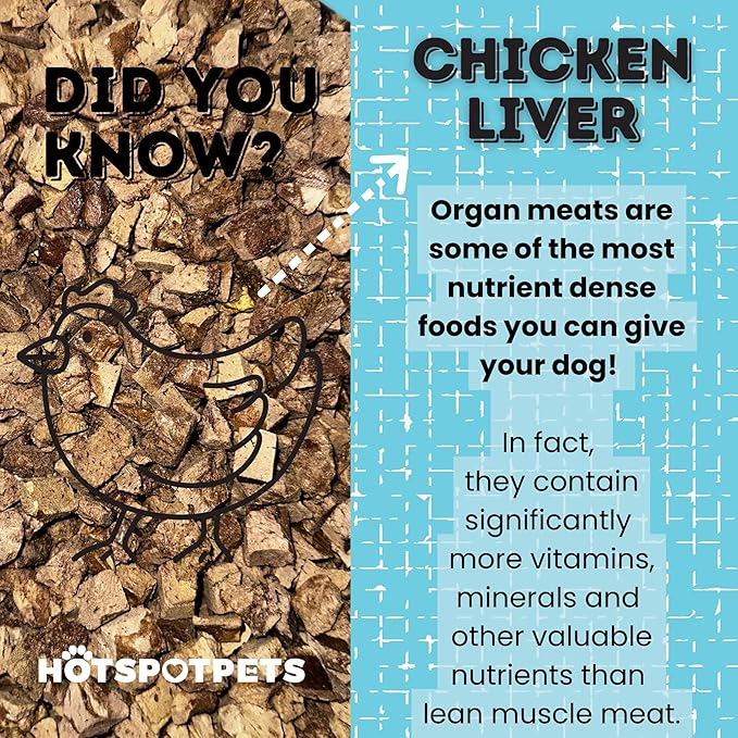 hotspot pets Freeze Dried Chicken Liver Treats for Cats & Dogs -1LB BIG BAG- Single Ingredient All Natural Grain-Free - Perfect for Training, Topper or Snack -Made in USA - (Chicken Liver)