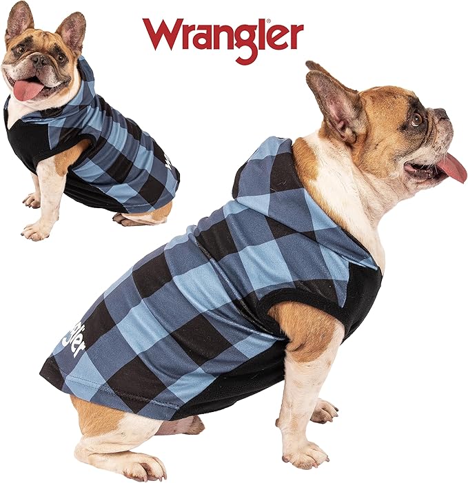 Wrangler Dog Hoodie – Fleece Dog Sweater with Leash Hole, Cold Winter Dog Sweatshirt for Small Medium & Large Size Dogs, Premium Dog Clothes, Fall Dog Sweaters Pullover Hoodie, Cozy Warm Dog Outfit