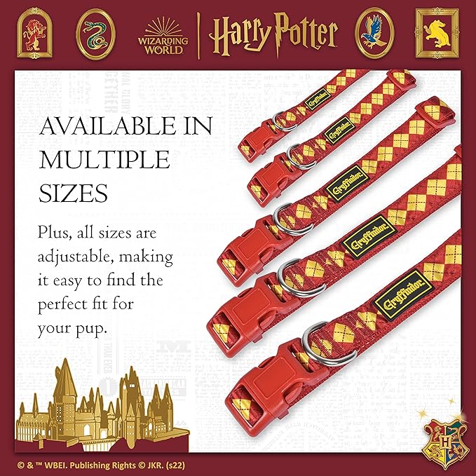 Harry Potter Gryffindor Dog Collar in Size Extra Small | XS Dog Collar, Harry Potter Dog Collar | Harry Potter Dog Apparel & Accessories for Hogwarts Houses, Gryffindor