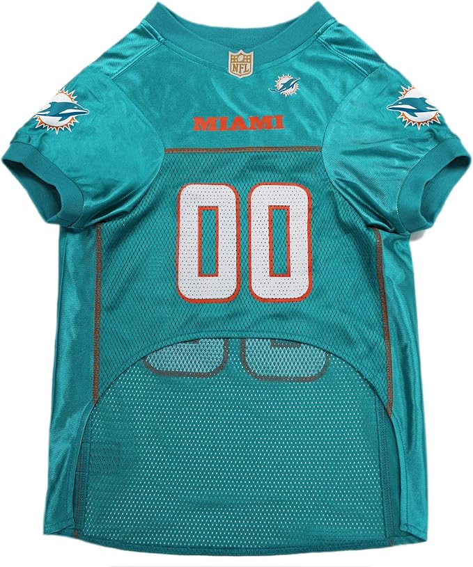 NFL Miami Dolphins Dog Jersey, Size: X-Small. Best Football Jersey Costume for Dogs & Cats. Licensed Jersey Shirt
