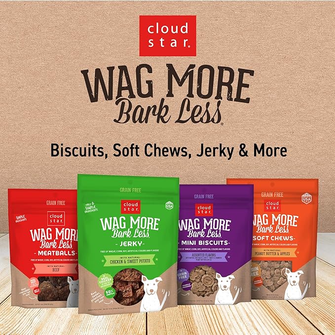 Cloud Star Wag More Bark Less Jerky Grain Free Dog Treats, Texas BBQ Beef, 10 oz. Pouch